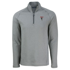 Atlanta Falcons Cutter & Buck Peshastin Eco Fleece Tri-Blend Raglan Recycled Quarter-Zip Jacket Heather Gray