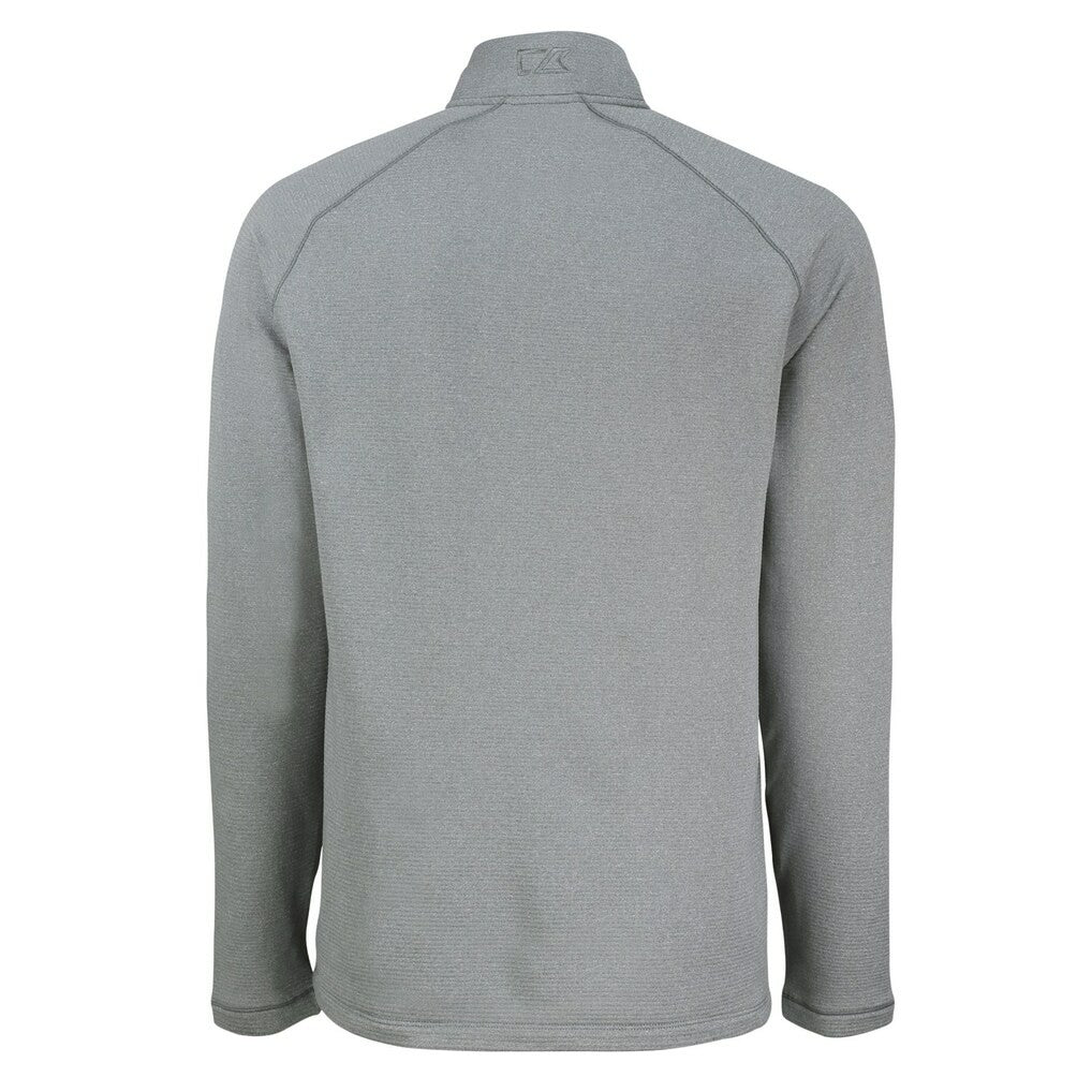Atlanta Falcons Cutter & Buck Peshastin Eco Fleece Tri-Blend Raglan Recycled Quarter-Zip Jacket Heather Gray