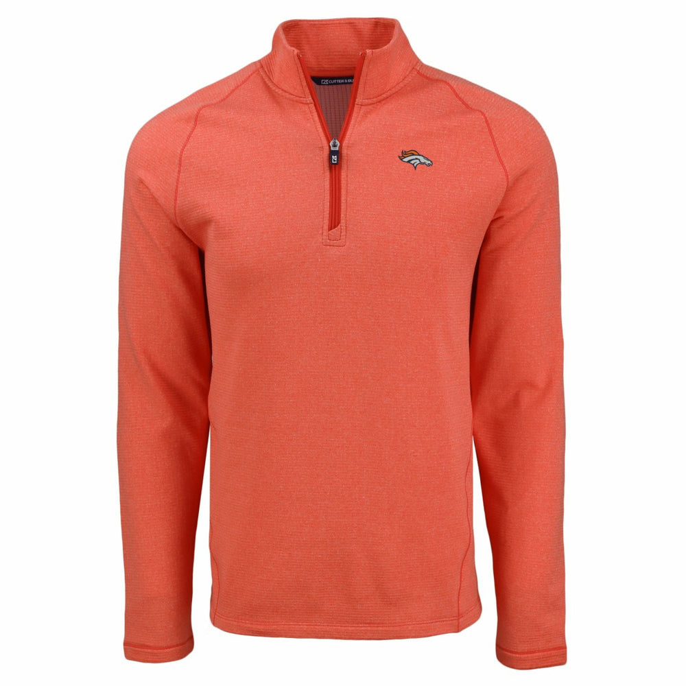 Denver Broncos Cutter & Buck Peshastin Eco Fleece Tri-Blend Raglan Recycled Quarter-Zip Jacket Heather Orange