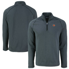 Cincinnati Bengals Cutter & Buck Peshastin Eco Fleece Tri-Blend Raglan Recycled Quarter-Zip Jacket Heather Black