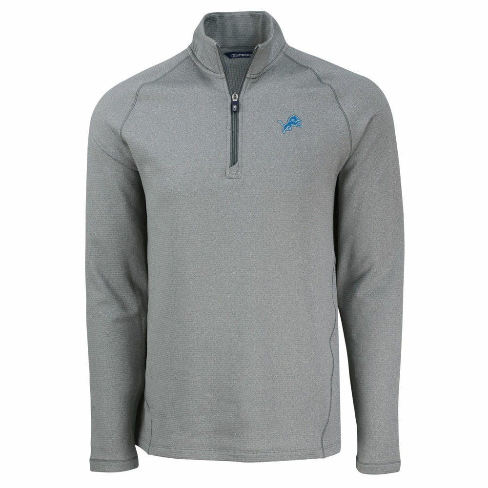 Detroit Lions Cutter & Buck Peshastin Eco Fleece Tri-Blend Raglan Recycled Quarter-Zip Jacket Heather Gray