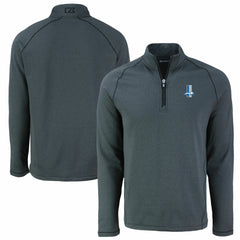 Detroit Lions Cutter & Buck Peshastin Eco Fleece Tri-Blend Raglan Recycled Quarter-Zip Jacket Heather Black