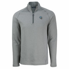 Detroit Lions Cutter & Buck Peshastin Eco Fleece Tri-Blend Raglan Recycled Quarter-Zip Jacket Heather Gray