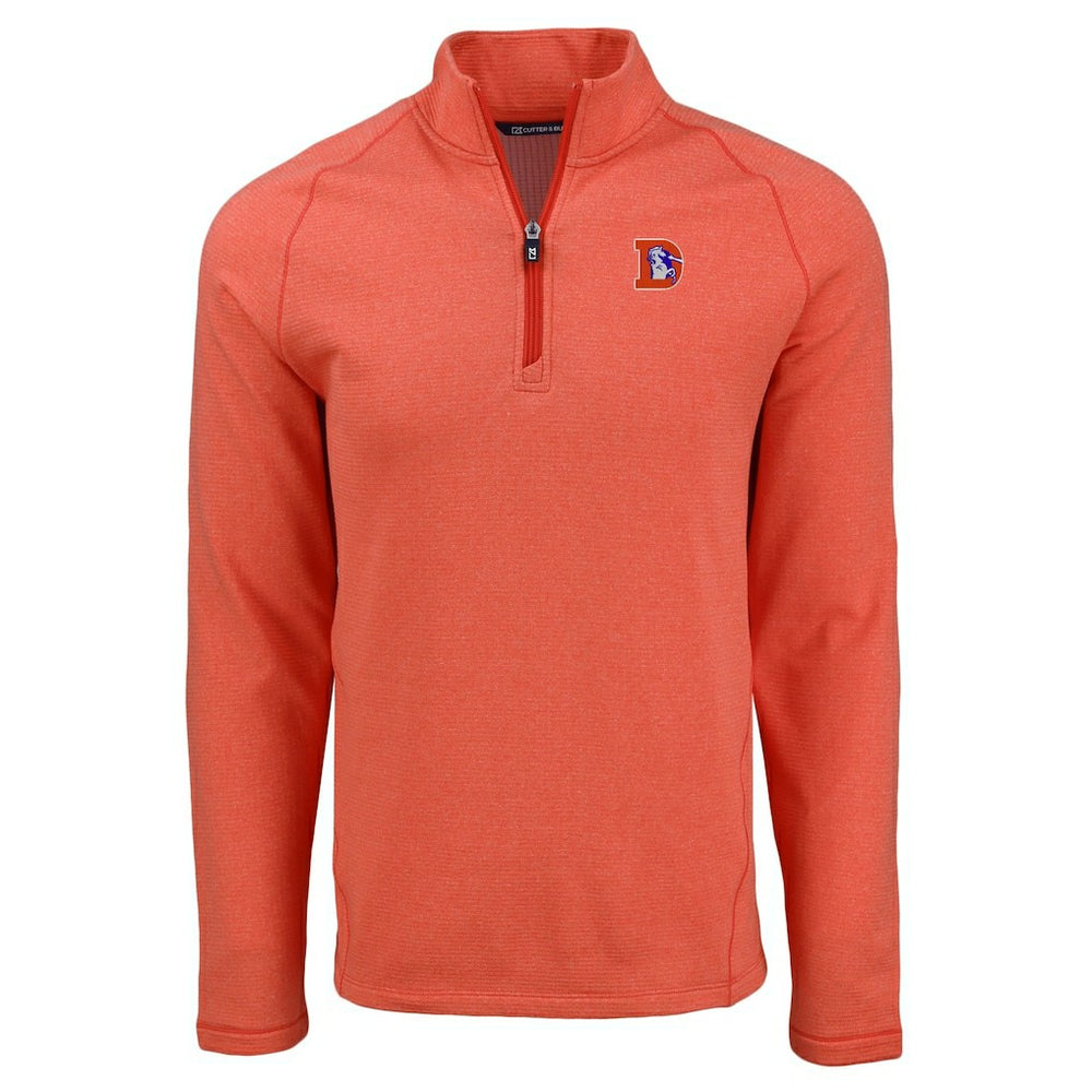 Denver Broncos Cutter & Buck Peshastin Eco Fleece Tri-Blend Raglan Recycled Quarter-Zip Jacket Heather Orange
