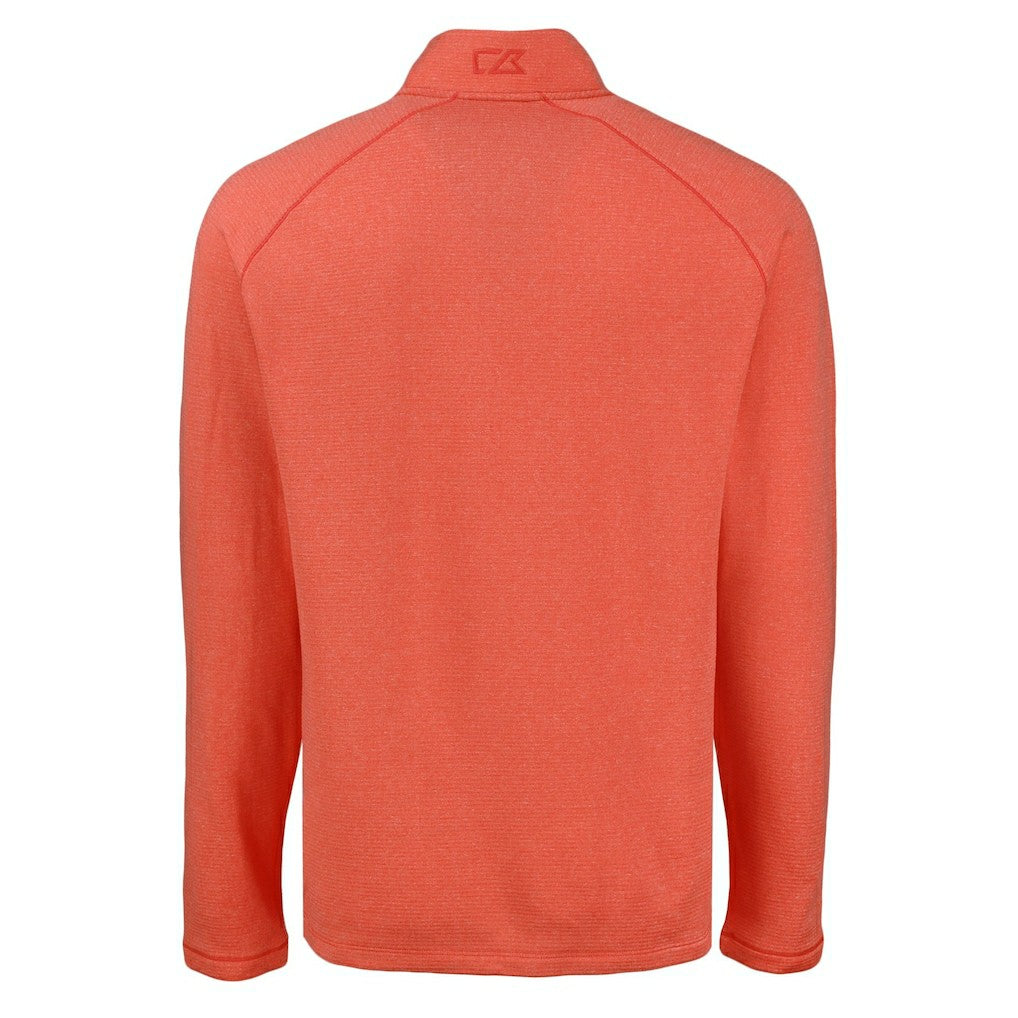 Denver Broncos Cutter & Buck Peshastin Eco Fleece Tri-Blend Raglan Recycled Quarter-Zip Jacket Heather Orange