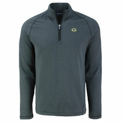 Green Bay Packers Cutter & Buck Peshastin Eco Fleece Tri-Blend Raglan Recycled Quarter-Zip Jacket Heather Black