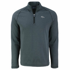 Denver Broncos Cutter & Buck Peshastin Eco Fleece Tri-Blend Raglan Recycled Quarter-Zip Jacket Heather Black