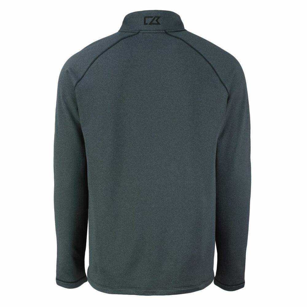 Denver Broncos Cutter & Buck Peshastin Eco Fleece Tri-Blend Raglan Recycled Quarter-Zip Jacket Heather Black