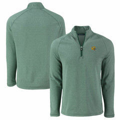 Green Bay Packers Cutter & Buck Peshastin Eco Fleece Tri-Blend Raglan Recycled Quarter-Zip Jacket Heather Green