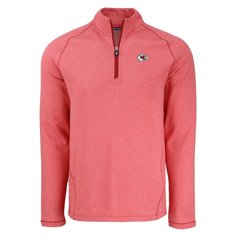 Kansas City Chiefs Cutter & Buck Peshastin Eco Fleece Tri-Blend Raglan Recycled Quarter-Zip Jacket Heather Red