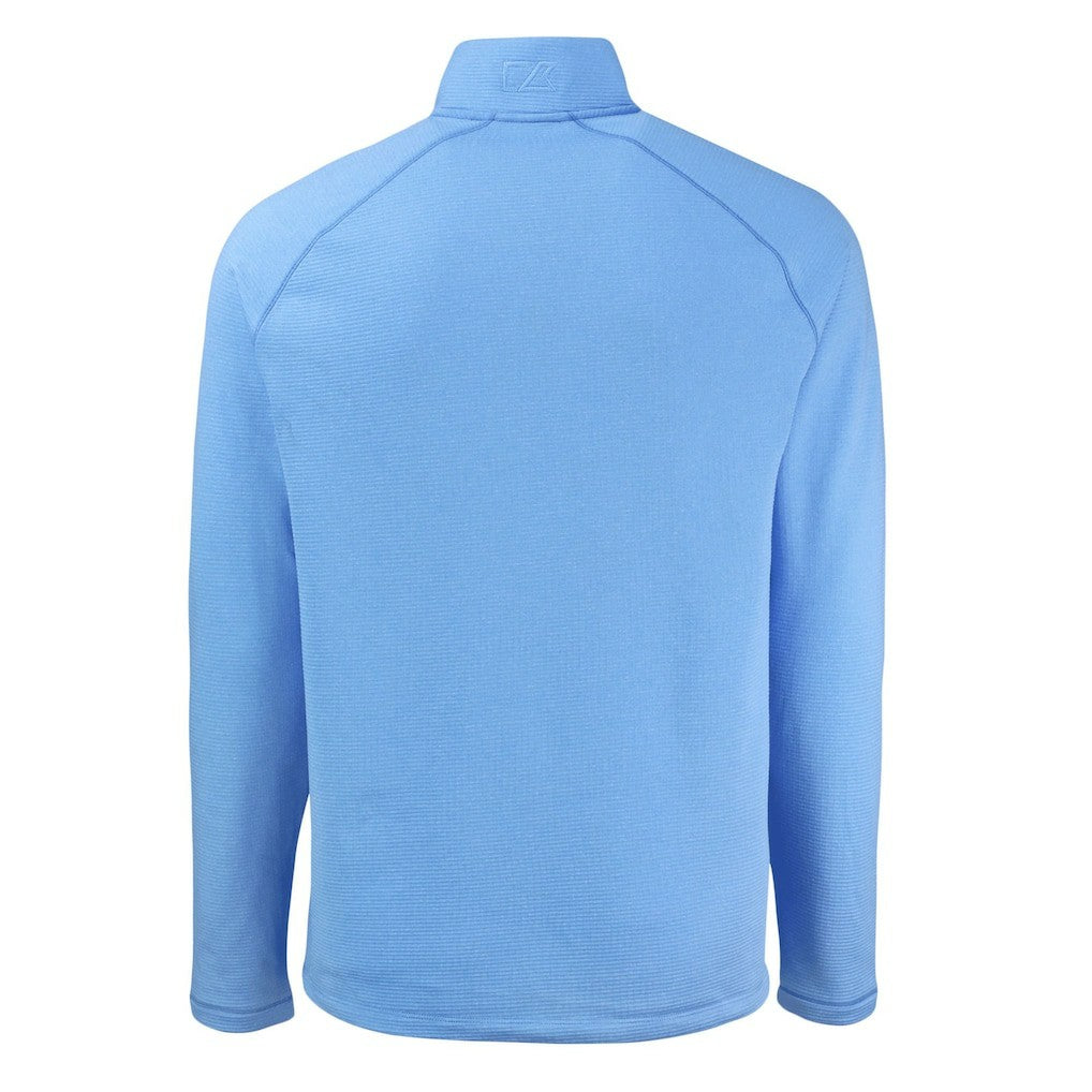 Los Angeles Chargers Cutter & Buck Peshastin Eco Fleece Tri-Blend Raglan Recycled Quarter-Zip Jacket Heather Powder Blue