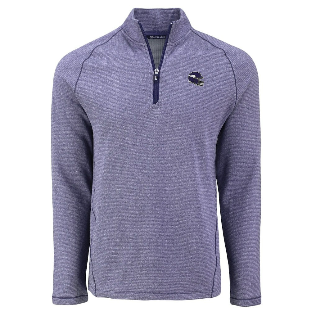 Minnesota Vikings Cutter & Buck Peshastin Eco Fleece Tri-Blend Raglan Recycled Quarter-Zip Jacket Heather Purple
