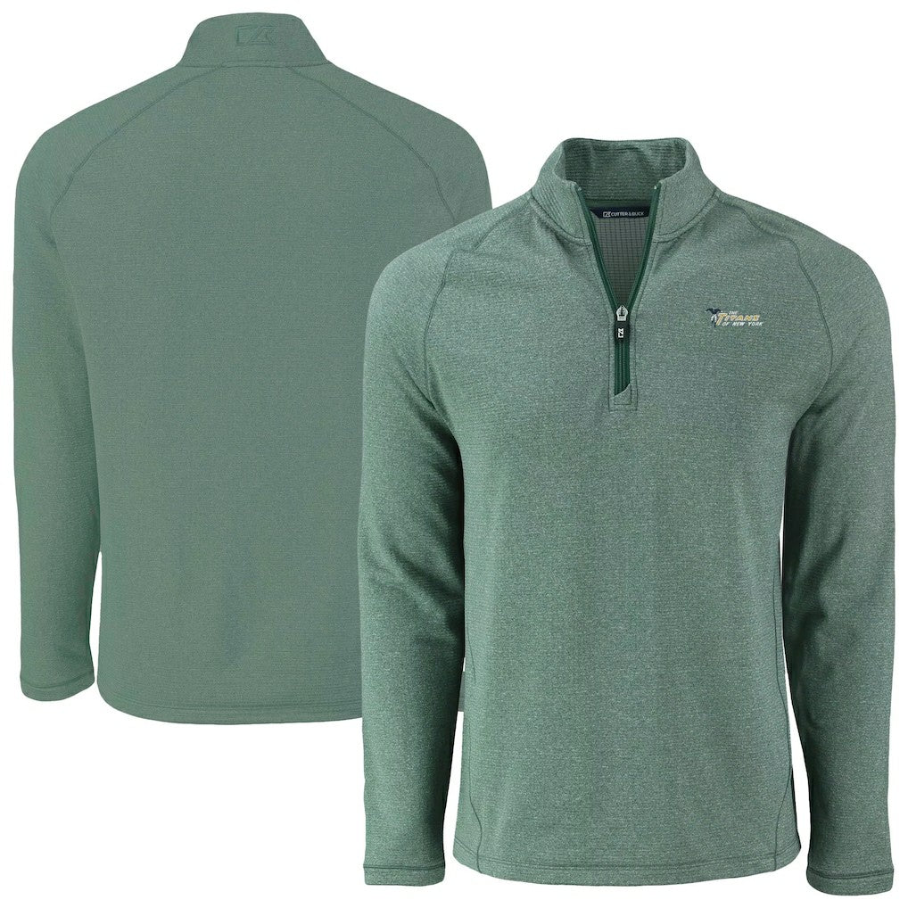 New York Jets Cutter & Buck Peshastin Eco Fleece Recycled Half-Zip Top Heather Green