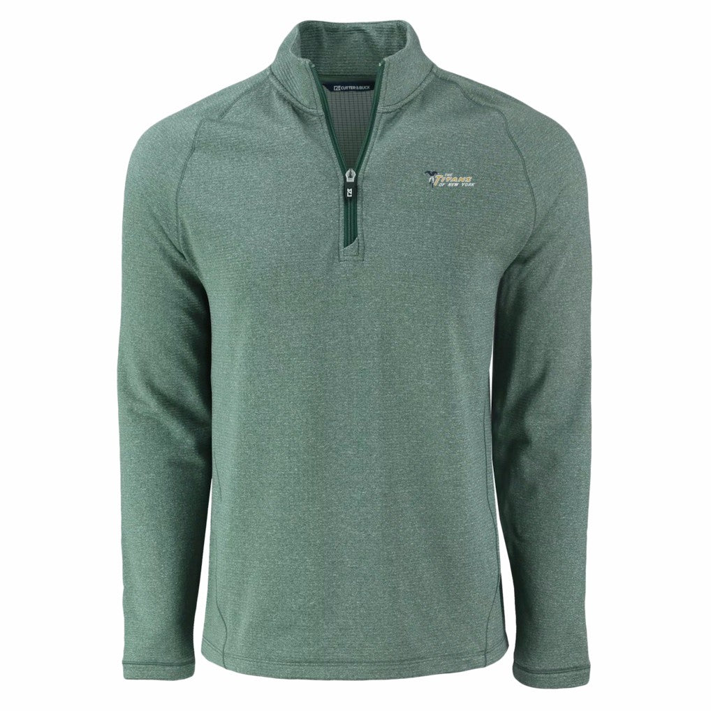 New York Jets Cutter & Buck Peshastin Eco Fleece Recycled Half-Zip Top Heather Green