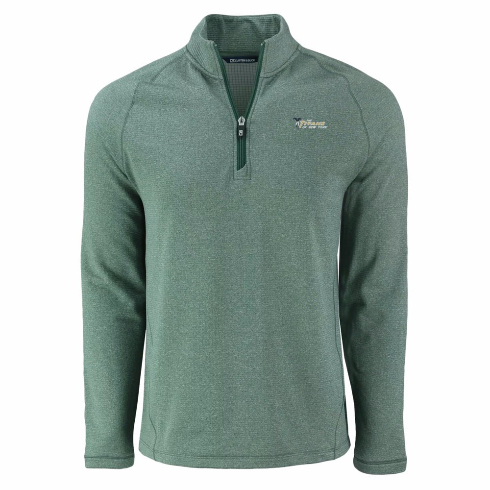 New York Jets Cutter & Buck Peshastin Eco Fleece Recycled Half-Zip Top Heather Green