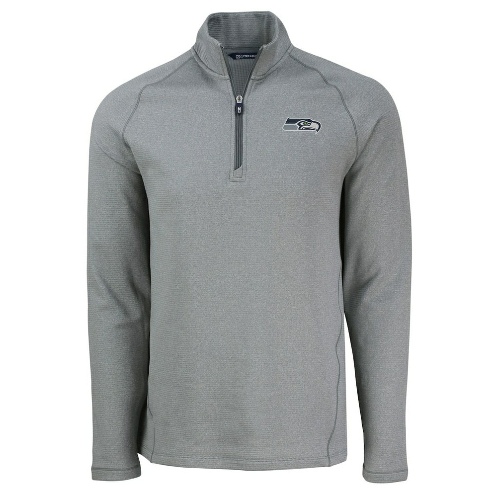 Seattle Seahawks Cutter & Buck Peshastin Eco Fleece Tri-Blend Raglan Recycled Quarter-Zip Jacket Heather Gray