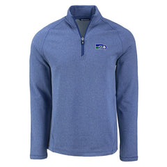 Seattle Seahawks Cutter & Buck Peshastin Eco Fleece Tri-Blend Raglan Recycled Quarter-Zip Jacket Heather Royal