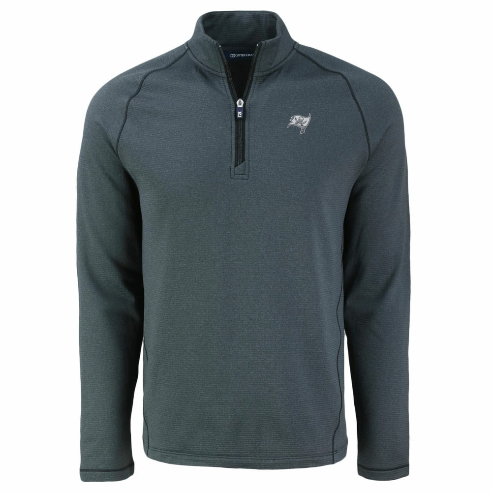 Tampa Bay Buccaneers Cutter & Buck Peshastin Eco Fleece Tri-Blend Raglan Recycled Quarter-Zip Jacket Heather Black