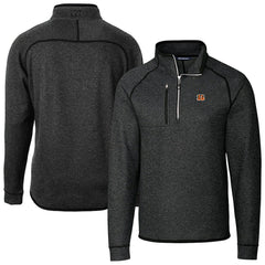 Cincinnati Bengals Cutter & Buck Big & Tall Mainsail Sweater-Knit Raglan Half-Zip Jacket Heather Charcoal