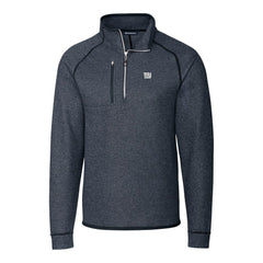 New York Giants Cutter & Buck Big & Tall Mainsail Sweater-Knit Raglan Half-Zip Jacket Heather Navy