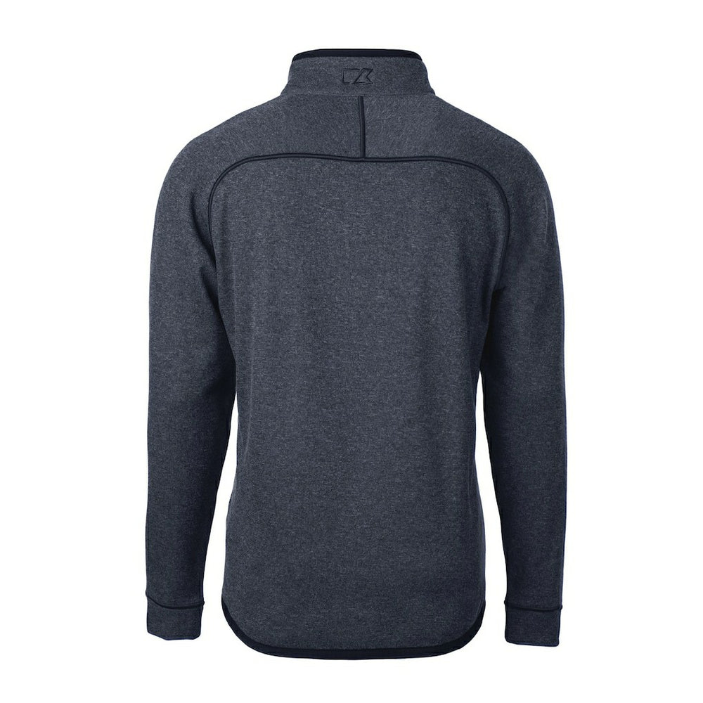 New York Giants Cutter & Buck Big & Tall Mainsail Sweater-Knit Raglan Half-Zip Jacket Heather Navy