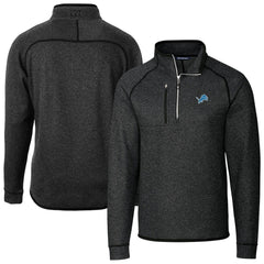 Detroit Lions Cutter & Buck Big & Tall Mainsail Sweater-Knit Raglan Half-Zip Jacket Heather Charcoal