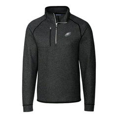 Philadelphia Eagles Cutter & Buck Big & Tall Mainsail Sweater-Knit Raglan Half-Zip Jacket Heather Charcoal
