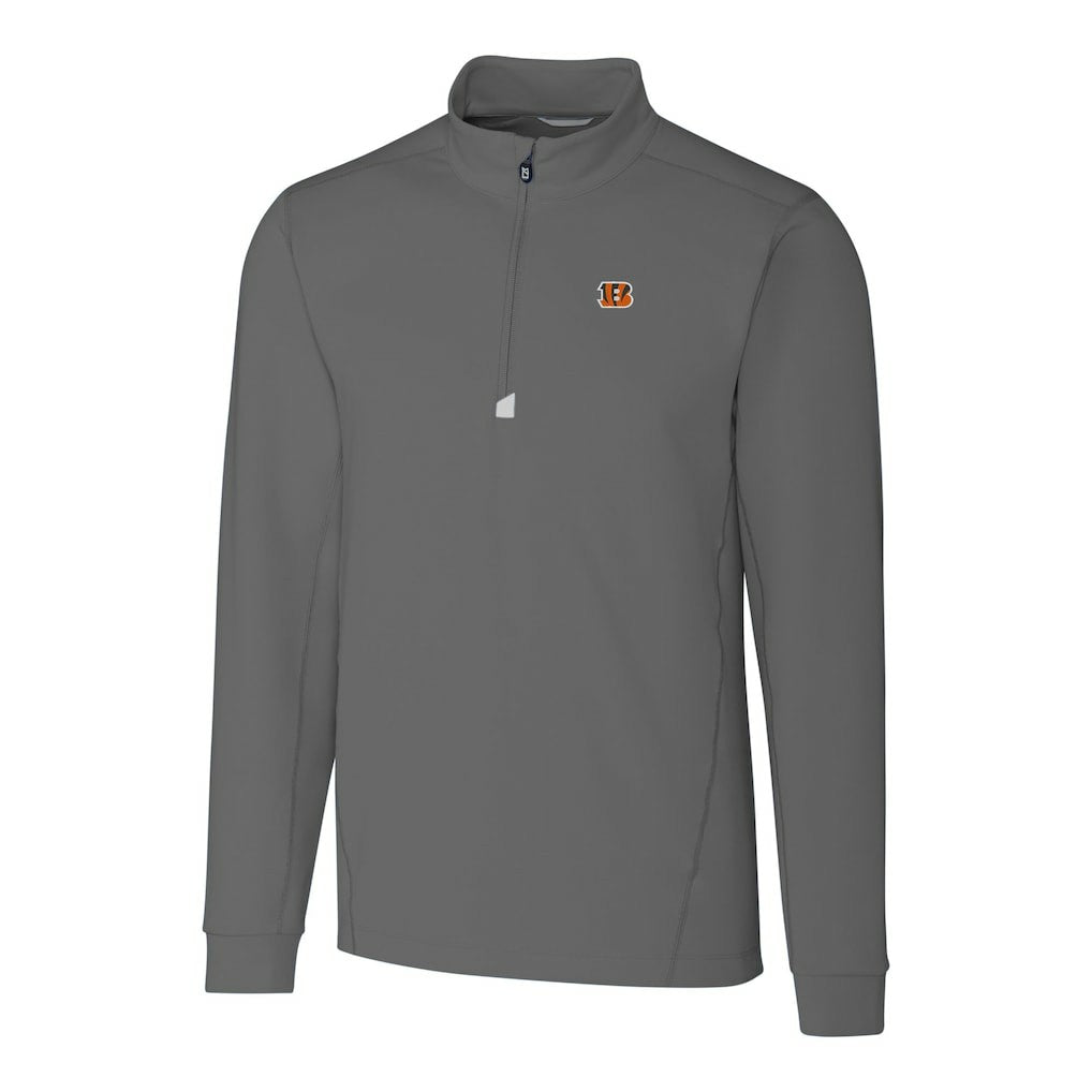 Cincinnati Bengals Cutter & Buck Big & Tall Traverse Stretch Quarter-Zip Top Gray