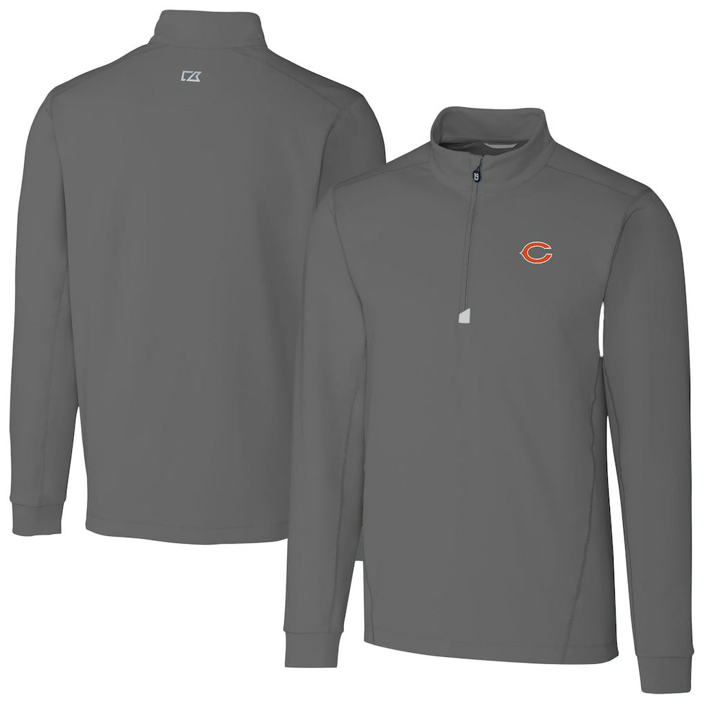 Chicago Bears Cutter & Buck Big & Tall Traverse Stretch Quarter-Zip Top Gray