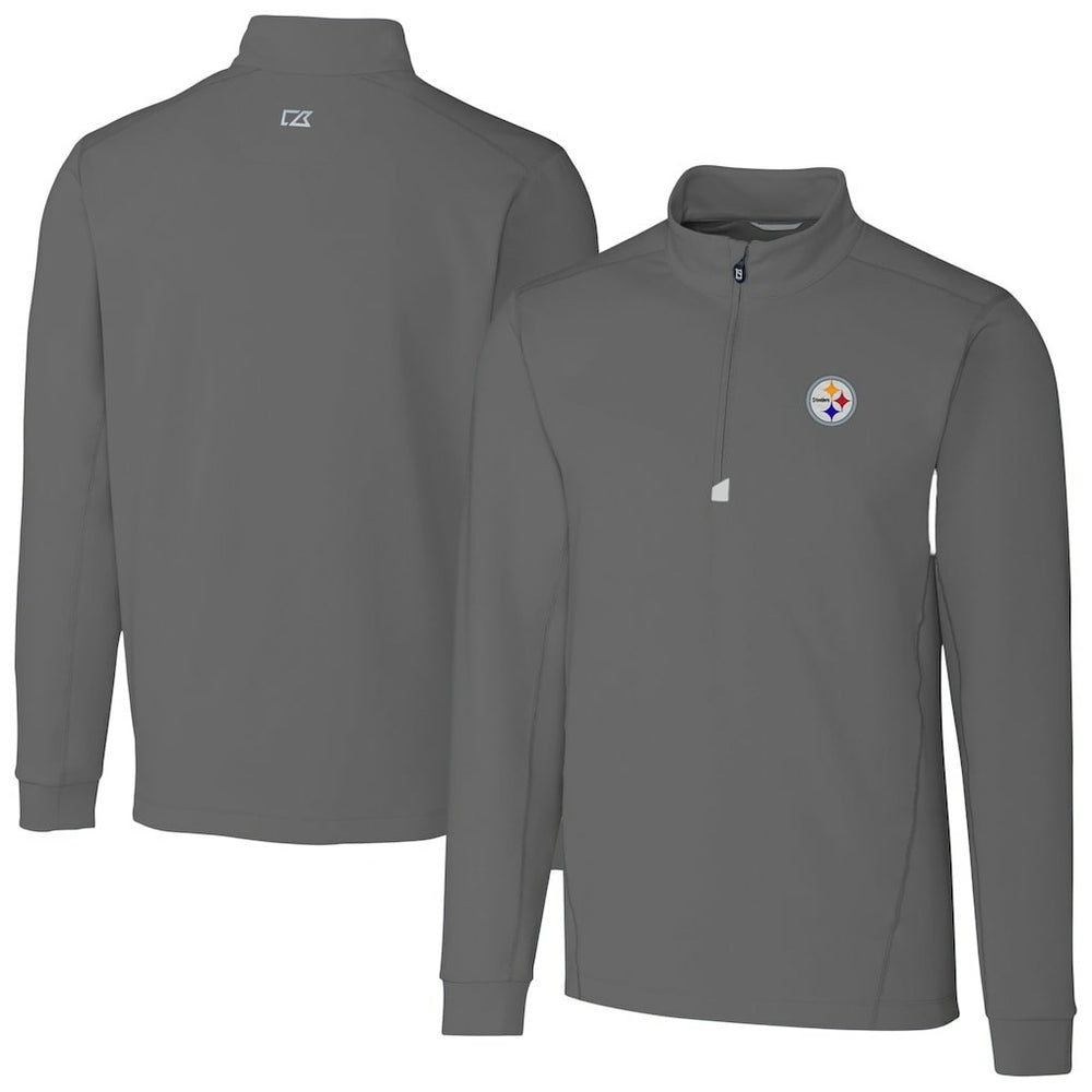 Pittsburgh Steelers Cutter & Buck Big & Tall Traverse Stretch Quarter-Zip Top Gray