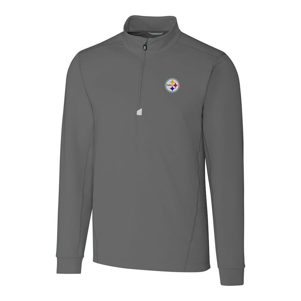 Pittsburgh Steelers Cutter & Buck Big & Tall Traverse Stretch Quarter-Zip Top Gray