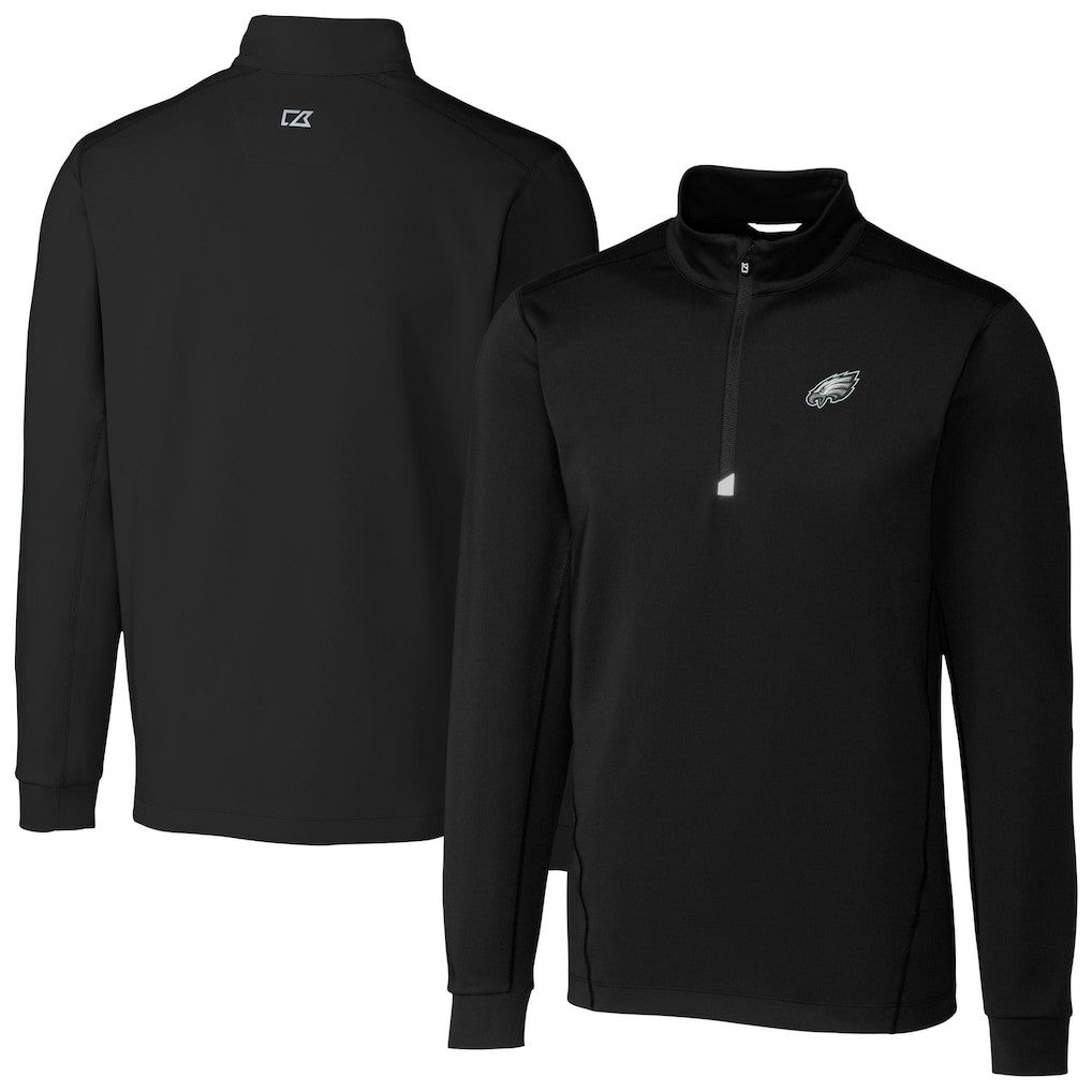 Philadelphia Eagles Cutter & Buck Big & Tall Traverse Stretch Quarter-Zip Top Black