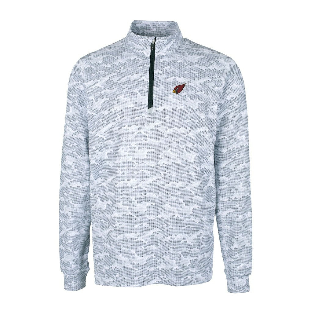 Arizona Cardinals Cutter & Buck Big & Tall Traverse Eco Camo Tri-Blend DryTec Quarter-Zip Jacket Charcoal