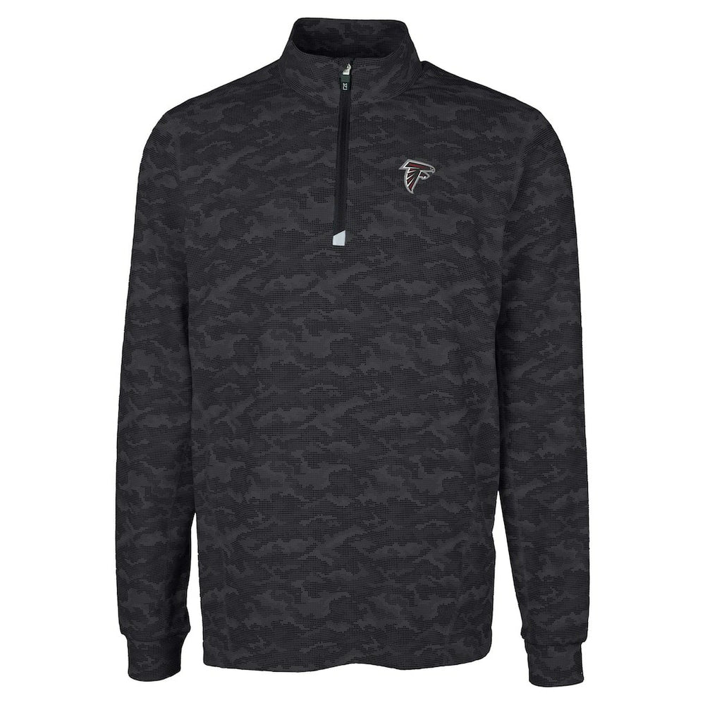 Atlanta Falcons Cutter & Buck Big & Tall Traverse Eco Camo Tri-Blend DryTec Quarter-Zip Jacket Black