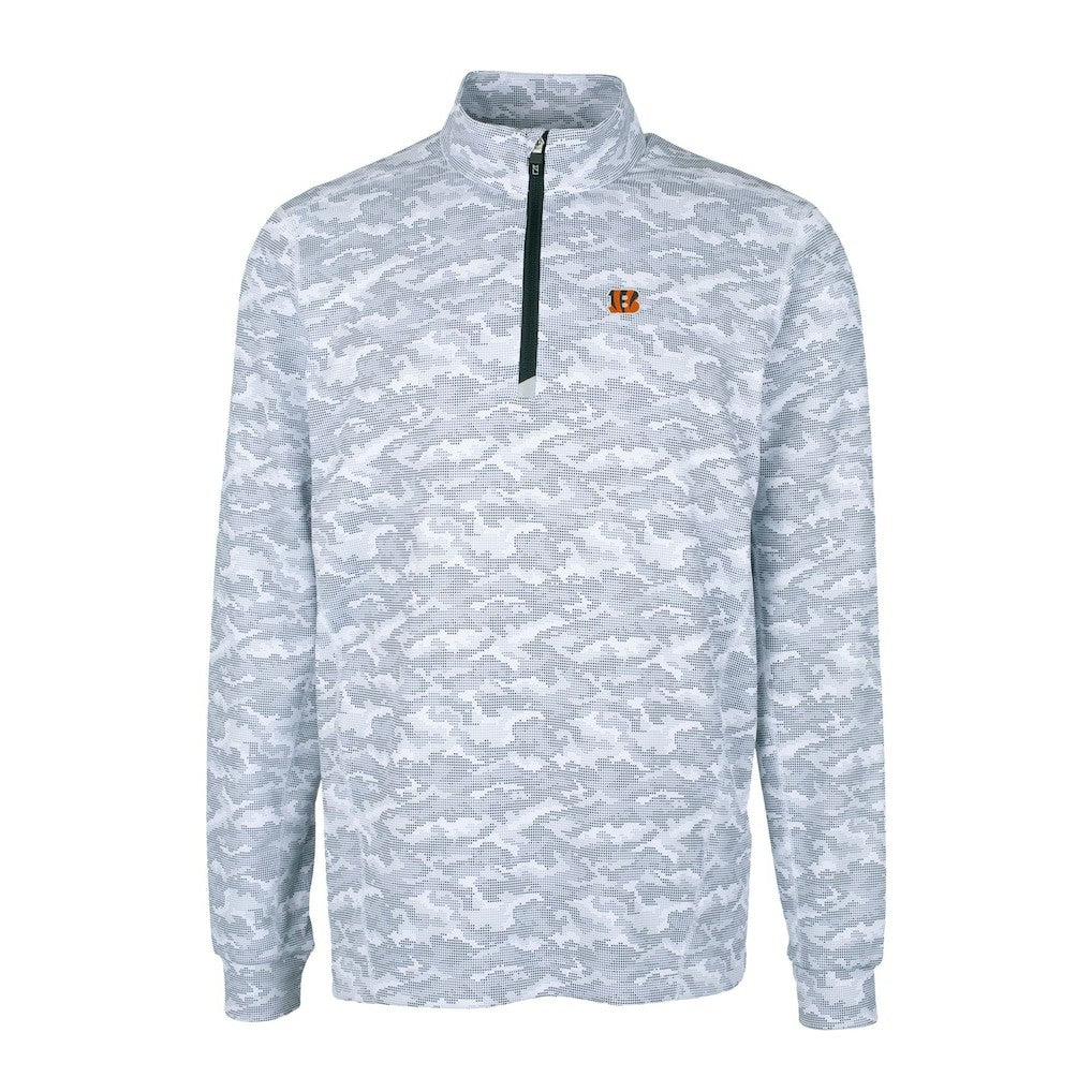 Cincinnati Bengals Cutter & Buck Big & Tall Traverse Eco Camo Tri-Blend DryTec Quarter-Zip Jacket Charcoal