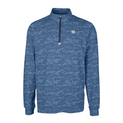 New York Giants Cutter & Buck Big & Tall Traverse Stretch Eco Camo Print DryTec Quarter-Zip Top Navy