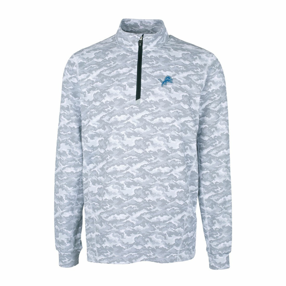 Detroit Lions Cutter & Buck Big & Tall Traverse Eco Camo Tri-Blend DryTec Quarter-Zip Jacket Charcoal