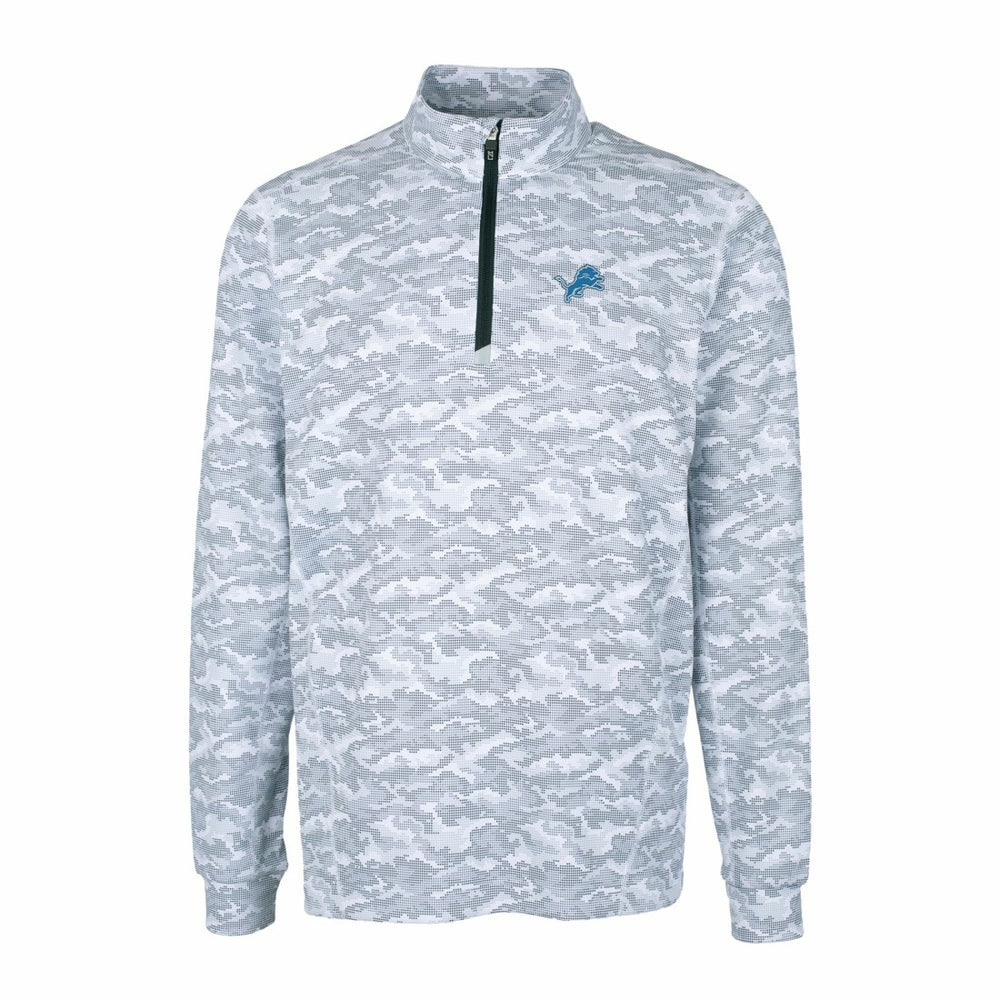 Detroit Lions Cutter & Buck Big & Tall Traverse Eco Camo Tri-Blend DryTec Quarter-Zip Jacket Charcoal
