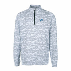 Detroit Lions Cutter & Buck Big & Tall Traverse Eco Camo Tri-Blend DryTec Quarter-Zip Jacket Charcoal