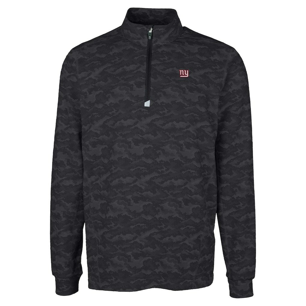 New York Giants Cutter & Buck Big & Tall Traverse Eco Camo Tri-Blend DryTec Quarter-Zip Jacket Black