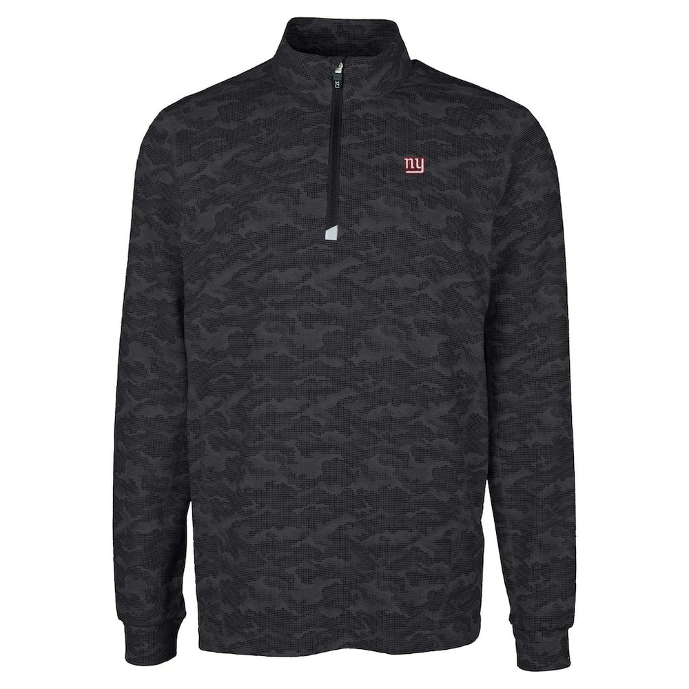 New York Giants Cutter & Buck Big & Tall Traverse Eco Camo Tri-Blend DryTec Quarter-Zip Jacket Black