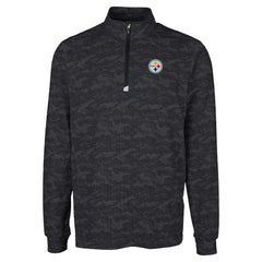 Pittsburgh Steelers Cutter & Buck Big & Tall Traverse Eco Camo Tri-Blend DryTec Quarter-Zip Jacket Black