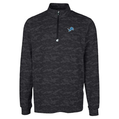 Detroit Lions Cutter & Buck Big & Tall Traverse Eco Camo Tri-Blend DryTec Quarter-Zip Jacket Black