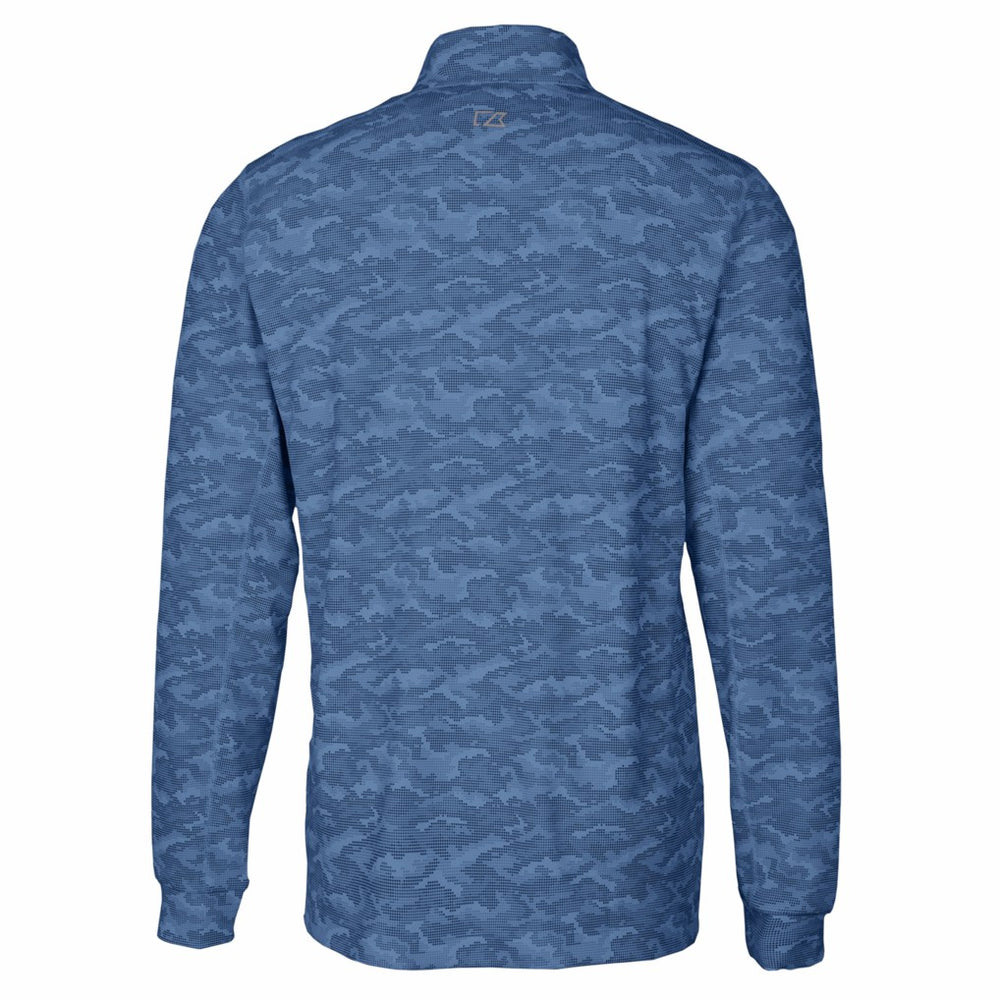 Los Angeles Chargers Cutter & Buck Big & Tall Traverse Eco Camo Tri-Blend DryTec Quarter-Zip Jacket Navy