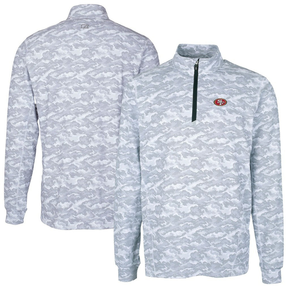 San Francisco 49ers Cutter & Buck Big & Tall Traverse Eco Camo Tri-Blend DryTec Quarter-Zip Jacket Charcoal