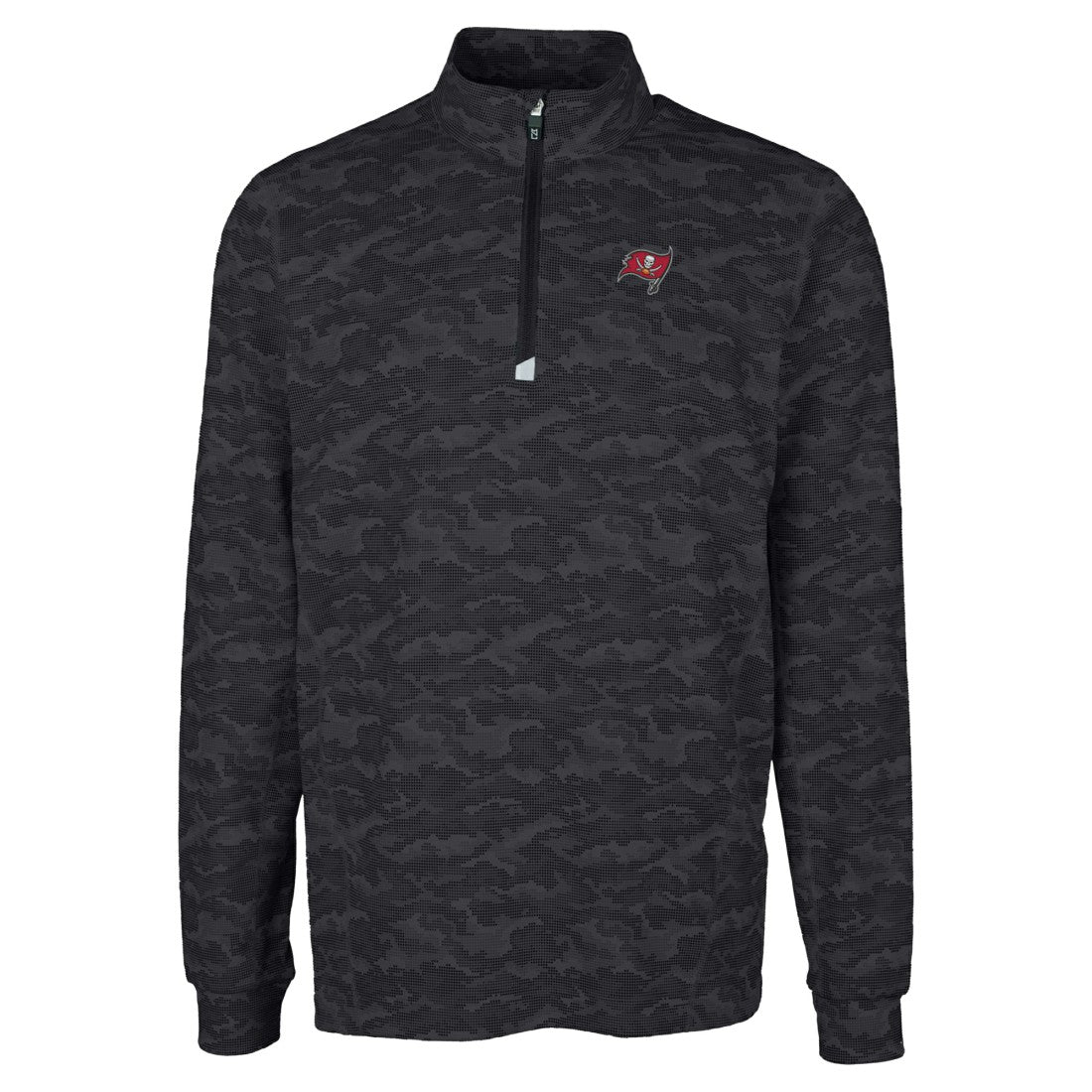 Tampa Bay Buccaneers Cutter & Buck Big & Tall Traverse Eco Camo Tri-Blend DryTec Quarter-Zip Jacket Black