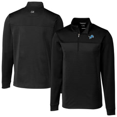 Detroit Lions Cutter & Buck Traverse Eco Stripe Tri-Blend DryTec Quarter-Zip Jacket Black