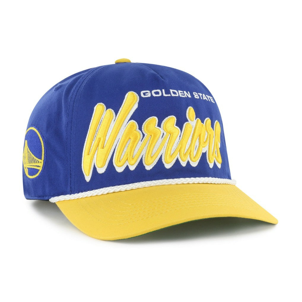 Golden State Warriors '47 Dropshadow Rope Hitch Adjustable Hat for sale Royal/Gold | 47 brand Lifestyle