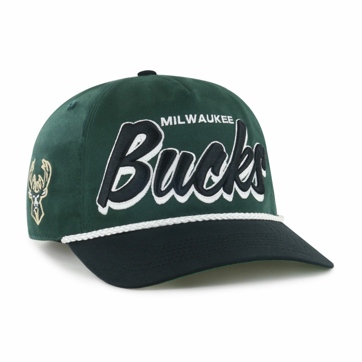 Milwaukee Bucks '47 Dropshadow Rope Hitch Adjustable Hat Hunter Green/Black | 47 brand Lifestyle