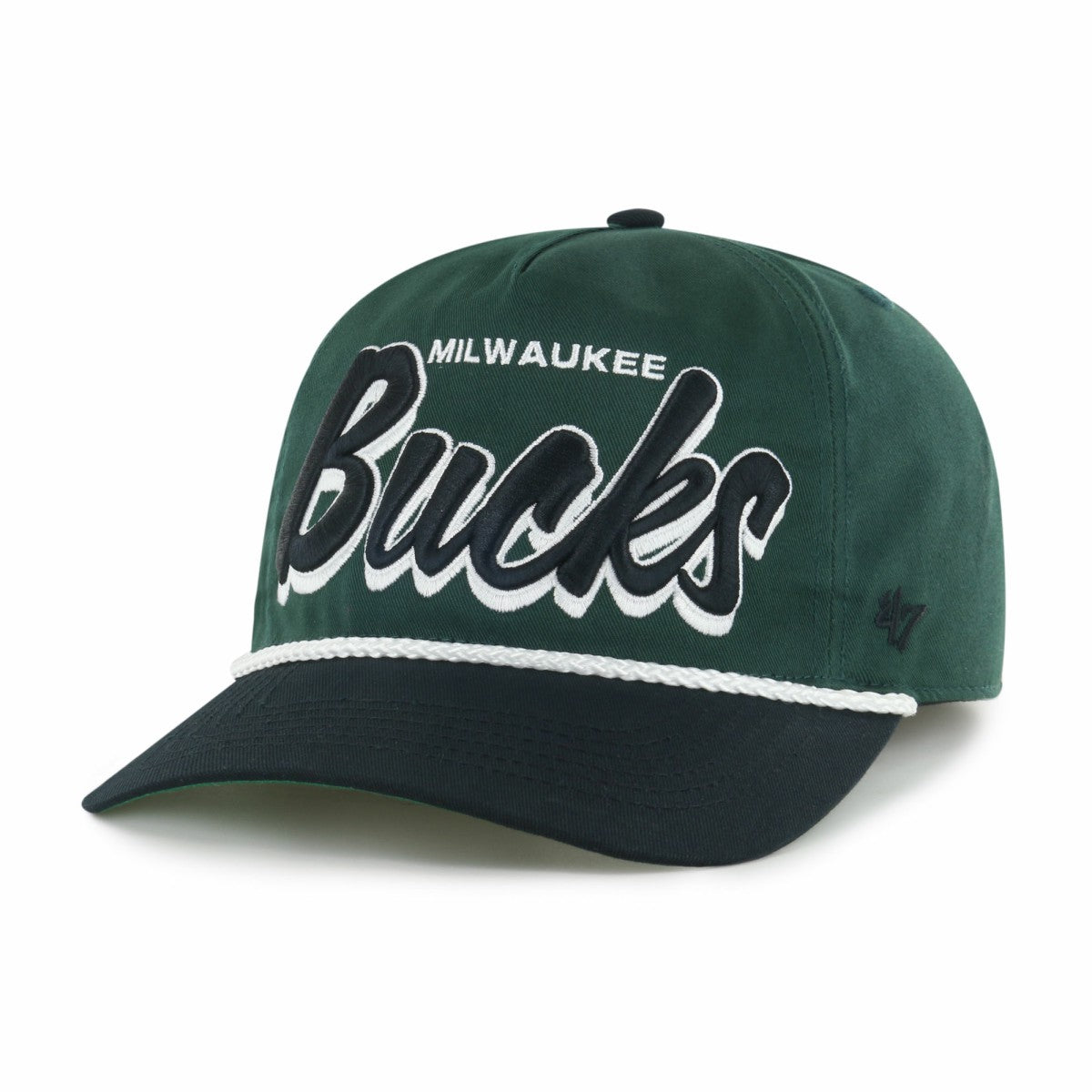 Milwaukee Bucks '47 Dropshadow Rope Hitch Adjustable Hat Hunter Green/Black | 47 brand Lifestyle